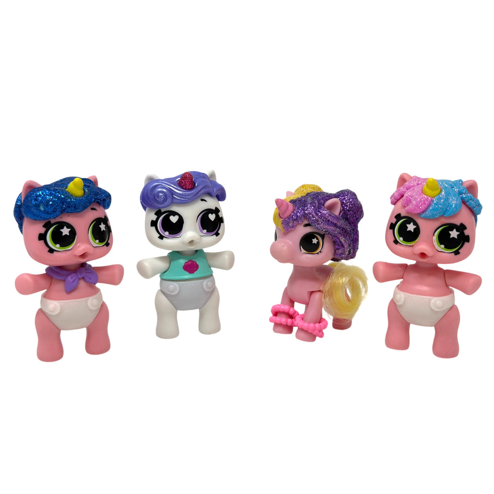 Lot of 4 Zuru 5 Surprise Newborn Unicorn Squad Zade Collectible Mini Doll Set